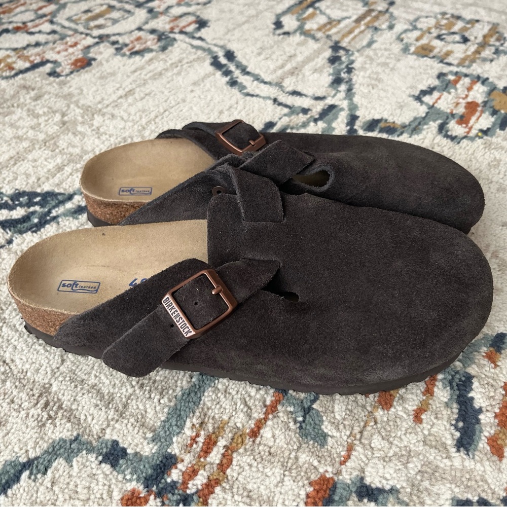 Birkenstock Boston Mocha Suede Clogs